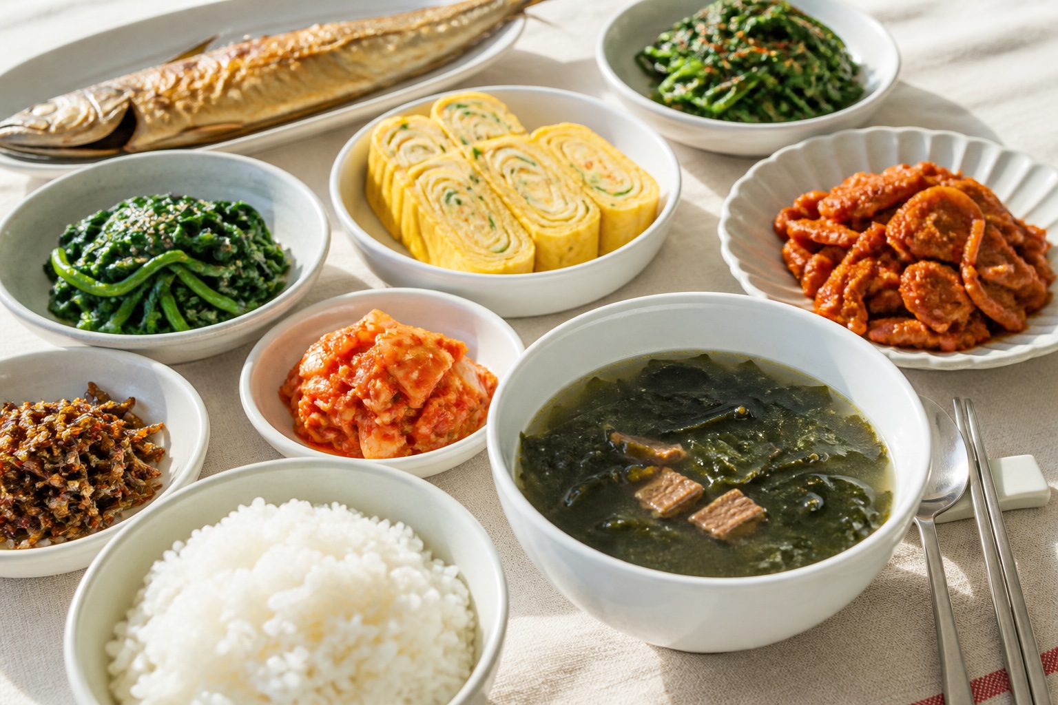 한옥에서 차린 한국 아침 밥상